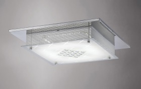 Ines Crystal Ceiling Lights Diyas Ringed & Square Crystal Fittings